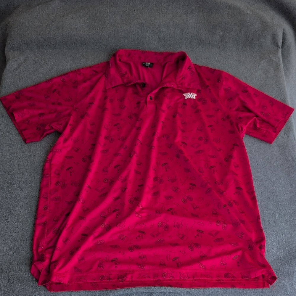 PXG Men's 4XL Red Graphic Performance Golf Polo Shirt - Novelty Print